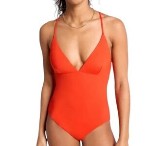 Calia Swim Triangle Strappy Back One Piece Fresh Red Size 12